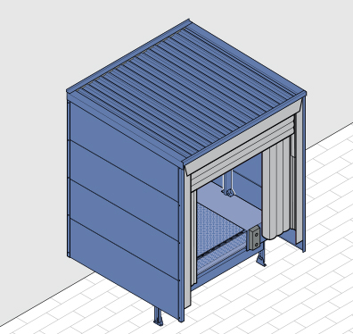 Abri de quai avec niche pour sas d'étanchéité gonflable