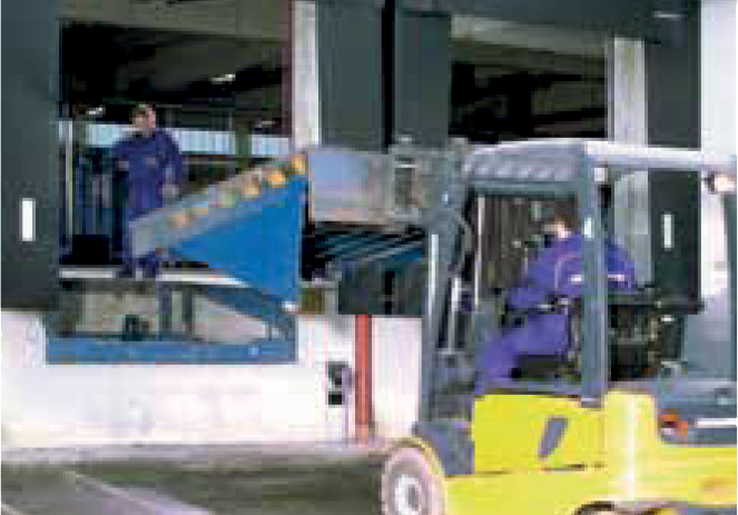 Démontage de l'ancien niveleur de quai et de l’ancien cadre de base et, le cas échéant, adaptation à l’aide de profilés d’adaptation